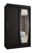 Armadio scorrevole nero 1,2m | 2 barre appendiabiti | 1 anta specchio | 5 scomparti | Musala 07