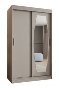 Armadio scorrevole Musala 08 | Cashmere | 1,2 m | Specchio integrato | 5 scomparti | 2 barre appendiabiti