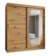 Armadio scorrevole Musala 13 | Rovere Artisan | 1,8 m larghezza | 10 scomparti | Specchio | Guide in alluminio