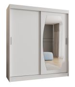 Armadio scorrevole Musala 14 | Bianco | 1,8 m larghezza | 10 scomparti | 1 anta specchio | Guide alluminio