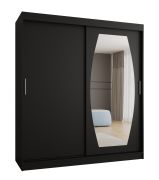 Armadio scorrevole Musala 15 nero | 1 anta a specchio | 2 barre appendiabiti | 10 scomparti | 1,8 m larghezza