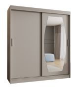 Armadio scorrevole Musala 16 | Cashmere | 1,8 m | Specchio integrato | 10 scomparti | 2 barre appendiabiti