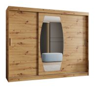 Armadio scorrevole Musala 21 | Rovere Artisan | 2,5 m larghezza | 10 scomparti | Specchio | 2 barre appendiabiti
