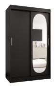 Armadio scorrevole nero 1,2 m | 5 scomparti | Specchio ovale | 2 barre appendiabiti | Moldoveanu 07