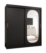 Armadio scorrevole nero 1,8 m con specchio ovale | 10 scomparti | 2 barre appendiabiti | Moldoveanu 15