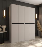 Armadio ad ante battenti "Karim" 04, color cashmere, 8 ante, 6 scomparti, 2 barre appendiabiti, Sistema "Soft-Close", 180 x 52 x 203 cm