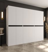 Armadio ad ante battenti "Karim" 06, bianco, 12 ante, 9 scomparti, 3 barre appendiabiti, Sistema "Soft-Close", 270 x 52 x 203 cm