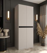 Armadio ad ante battenti "Karim" 01, color cashmere, 4 ante a battente, 3 scomparti, 1 barra appendiabiti, Sistema "Soft-Close", 80 x 52 x 203 cm