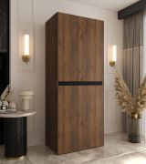 Armadio ad ante battenti "Karim" 01, color noce Warmia, 4 ante, 3 scomparti, 1 barra appendiabiti, Sistema "Soft-Close", 80 x 52 x 203 cm