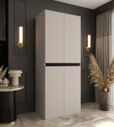 Armadio ad ante battenti "Karim" 02, color cashmere, 4 ante, 3 scomparti, 1 barra appendiabiti, Sistema "Soft-Close", 90 x 52 x 203 cm