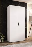 Armadio ad ante battenti "Zainab" 01, bianco, maniglie: nero, 2 ante, 1 scomparto, 1 barra appendiabiti, Sistema "Soft-Close", bordi in ABS, 100 x 52 x 202 cm