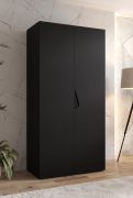 Armadio ad ante battenti "Zainab" 01, nero, maniglie: nero, 2 ante, 1 scomparto, 1 barra appendiabiti, Sistema "Soft-Close", bordi in ABS, 100 x 52 x 202 cm