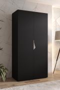 Armadio ad ante battenti "Zainab" 01, nero, maniglie: cashmere, 2 ante, 1 scomparto, 1 barra appendiabiti, Sistema "Soft-Close", bordi in ABS, 100 x 52 x 202 cm