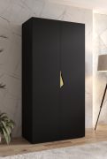 Armadio ad ante battenti "Zainab" 01, nero, maniglie: oro, 2 ante, 1 scomparto, 1 barra appendiabiti, Sistema "Soft-Close", bordi in ABS, 100 x 52 x 202 cm