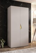 Armadio ad ante battenti "Zainab" 01, color cashmere, maniglie: oro, 3 ante, 2 scomparti, 2 barre appendiabiti, Sistema "Soft-Close", bordi in ABS, 100 x 52 x 202 cm