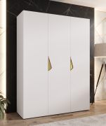 Armadio ad ante battenti "Zainab" 02, bianco, maniglie: oro, 3 ante, 2 scomparti, 2 barre appendiabiti, Sistema "Soft-Close", bordi in ABS, 150 x 52 x 202 cm