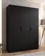 Armadio ad ante battenti "Zainab" 02, nero, maniglie: nero, 3 ante, 2 scomparti, 2 barre appendiabiti, Sistema "Soft-Close", bordi in ABS, 150 x 52 x 202 cm
