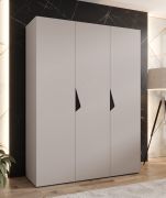 Armadio ad ante battenti "Zainab" 02, color cashmere, maniglie: nero, 3 ante, 2 scomparti, 2 barre appendiabiti, Sistema "Soft-Close", bordi in ABS, 150 x 52 x 202 cm
