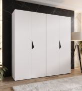 Armadio ad ante battenti "Zainab" 03, bianco, maniglie: nero, 4 ante, 2 scomparti, 2 barre appendiabiti, Sistema "Soft-Close", bordi in ABS, 200 x 52 x 202 cm