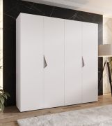 Armadio ad ante battenti "Zainab" 03, bianco, maniglie: cashmere, 4 ante, 2 scomparti, 2 barre appendiabiti, Sistema "Soft-Close", bordi in ABS, 200 x 52 x 202 cm
