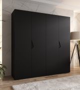 Armadio ad ante battenti "Zainab" 03, nero, maniglie: nero, 4 ante, 2 scomparti, 2 barre appendiabiti, Sistema "Soft-Close", bordi in ABS, 200 x 52 x 202 cm