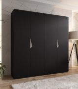 Armadio ad ante battenti "Zainab" 03, nero, maniglie: cashmere, 4 ante, 2 scomparti, 2 barre appendiabiti, Sistema "Soft-Close", bordi in ABS, 200 x 52 x 202 cm