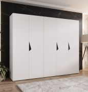 Armadio ad ante battenti "Zainab" 04, bianco, maniglie: nero, 5 ante, 3 scomparti, 3 barre appendiabiti, Sistema "Soft-Close", bordi in ABS, 250 x 52 x 202 cm