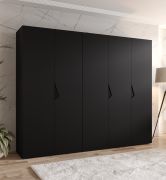 Armadio ad ante battenti "Zainab" 04, color cashmere, maniglie: cashmere, 5 ante, 3 scomparti, 3 barre appendiabiti, Sistema "Soft-Close", bordi in ABS, 250 x 52 x 202 cm