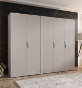 Armadio ad ante battenti "Zainab" 04, color cashmere, maniglie: cashmere, 5 ante, 3 scomparti, 3 barre appendiabiti, Sistema "Soft-Close", bordi in ABS, 250 x 52 x 202 cm