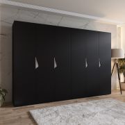Armadio ad ante battenti "Zainab" 05, nero, maniglie: cashmere, 6 ante, 4 scomparti, 4 barre appendiabiti, Sistema "Soft-Close", bordi in ABS, 300 x 52 x 202 cm