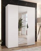 Armadio con ante a specchio "Zainab" 08, bianco, maniglie: nero, 1 anta, 2 scomparti, 2 barre appendiabiti, Sistema "Soft-Close", bordi in ABS, 150 x 52 x 202 cm