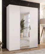 Armadio con ante a specchio "Zainab" 08, bianco, maniglie: cashmere, 1 anta, 2 scomparti, 2 barre appendiabiti, Sistema "Soft-Close", bordi in ABS, 150 x 52 x 202 cm