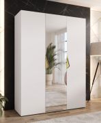 Armadio con ante a specchio "Zainab" 08, bianco, maniglie: oro, 1 anta, 2 scomparti, 2 barre appendiabiti, Sistema "Soft-Close", bordi in ABS, 150 x 52 x 202 cm