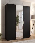 Armadio con ante a specchio "Zainab" 08, nero, maniglie: cashmere, 1 anta, 2 scomparti, 2 barre appendiabiti, Sistema "Soft-Close", bordi in ABS, 150 x 52 x 202 cm