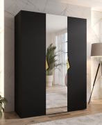 Armadio con ante a specchio "Zainab" 08, nero, maniglie: oro, 1 anta, 2 scomparti, 2 barre appendiabiti, Sistema "Soft-Close", bordi in ABS, 150 x 52 x 202 cm