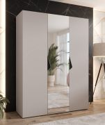 Armadio con ante a specchio "Zainab" 08, color cashmere, maniglie: nero, 1 anta, 2 scomparti, 2 barre appendiabiti, Sistema "Soft-Close", bordi in ABS, 150 x 52 x 202 cm