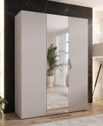 Armadio con ante a specchio "Zainab" 08, color cashmere, maniglie: cashmere, 1 anta, 2 scomparti, 2 barre appendiabiti, Sistema "Soft-Close", bordi in ABS, 150 x 52 x 202 cm