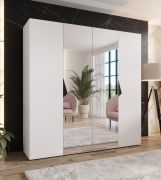 Armadio con ante a specchio "Zainab" 09, bianco, maniglie: nero, 2 ante, 2 scomparti, 2 barre appendiabiti, Sistema "Soft-Close", bordi in ABS, 200 x 52 x 202 cm
