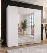 Armadio con ante a specchio "Zainab" 09, bianco, maniglie: oro, 2 ante, 2 scomparti, 2 barre appendiabiti, Sistema "Soft-Close", bordi in ABS, 200 x 52 x 202 cm