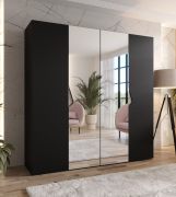 Armadio con ante a specchio "Zainab" 09, nero, maniglie: cashmere, 2 ante, 2 scomparti, 2 barre appendiabiti, Sistema "Soft-Close", bordi in ABS, 200 x 52 x 202 cm