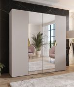 Armadio con ante a specchio "Zainab" 10, color cashmere, maniglie: oro, 2 ante, 2 scomparti, 2 barre appendiabiti, Sistema "Soft-Close", bordi in ABS, 200 x 52 x 202 cm