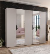 Armadio con ante a specchio "Zainab" 10, color cashmere, maniglie: nero, 2 ante, 3 scomparti, 3 barre appendiabiti, Sistema "Soft-Close", bordi in ABS, 250 x 52 x 202 cm