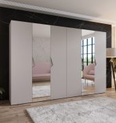 Armadio con ante a specchio "Zainab" 11, color cashmere, maniglie: cashmere, 2 ante, 4 scomparti, 4 barre appendiabiti, Sistema "Soft-Close", 300 x 52 x 202 cm