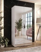 Armadio con ante a specchio "Zainab" 12, bianco, maniglie: nero, 1 scomparto, 1 barra appendiabiti, Sistema "Soft-Close", 100 x 52 x 202 cm
