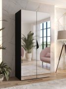 Armadio con ante a specchio "Zainab" 12, nero, maniglie: nero, 1 scomparto, 1 barra appendiabiti, Sistema "Soft-Close", 100 x 52 x 202 cm