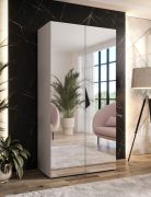 Armadio con ante a specchio "Zainab" 12, color cashmere, maniglie: nero, 1 scomparto, 1 barra appendiabiti, Sistema "Soft-Close", bordi in ABS, 100 x 52 x 202 cm