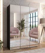 Armadio con ante a specchio "Zainab" 13, nero, maniglie: cashmere, 2 scomparti, 2 barre appendiabiti, Sistema "Soft-Close", bordi in ABS, 150 x 52 x 202 cm