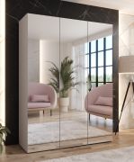 Armadio con ante a specchio "Zainab" 13, color cashmere, maniglie: cashmere, 2 scomparti, 2 barre appendiabiti, Sistema "Soft-Close", bordi in ABS, 150 x 52 x 202 cm