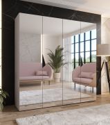 Armadio con ante a specchio "Zainab" 14, color cashmere, maniglie: nero, 2 scomparti, 2 barre appendiabiti, Sistema "Soft-Close", 200 x 52 x 202 cm