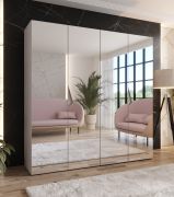 Armadio con ante a specchio "Zainab" 14, color cashmere, maniglie: cashmere, 2 scomparti, 2 barre appendiabiti, Sistema "Soft-Close", 200 x 52 x 202 cm